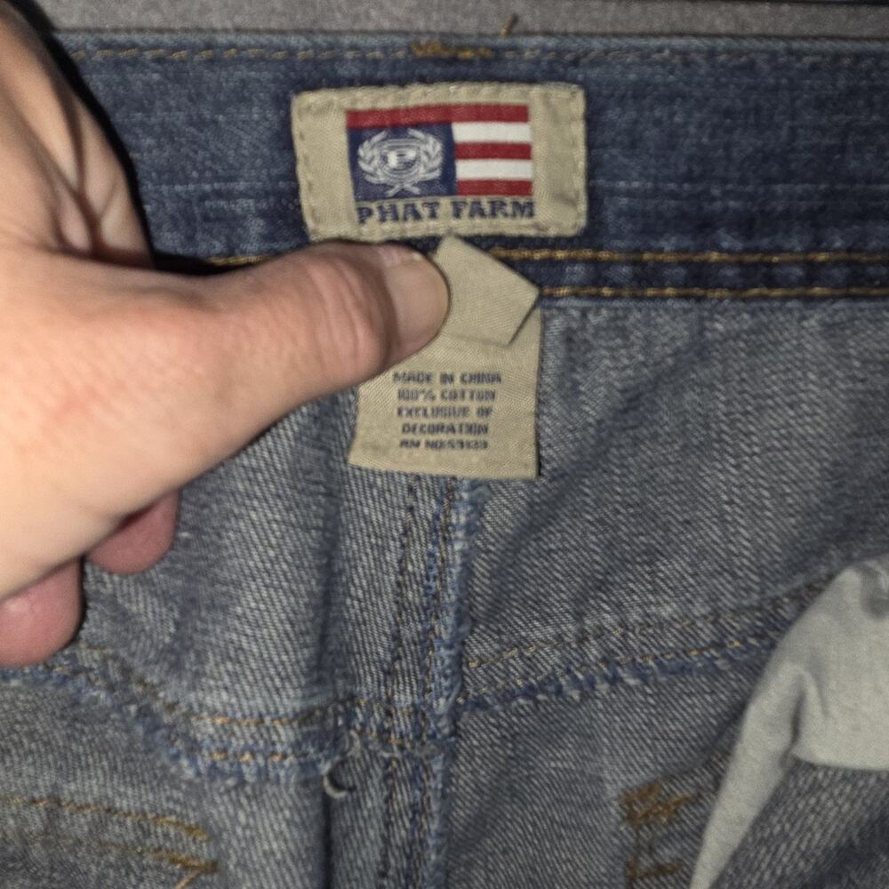 Y2K Phat Farm Jeans Mens 34x30 Blue Wide Leg Denim Hip Hop Streetwear! Embroider - Picture 13 of 13